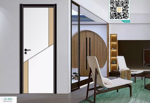 廠價(jià)新款鑫順來21-234掃碼叉色木門，掃二維碼看裝修風(fēng)格